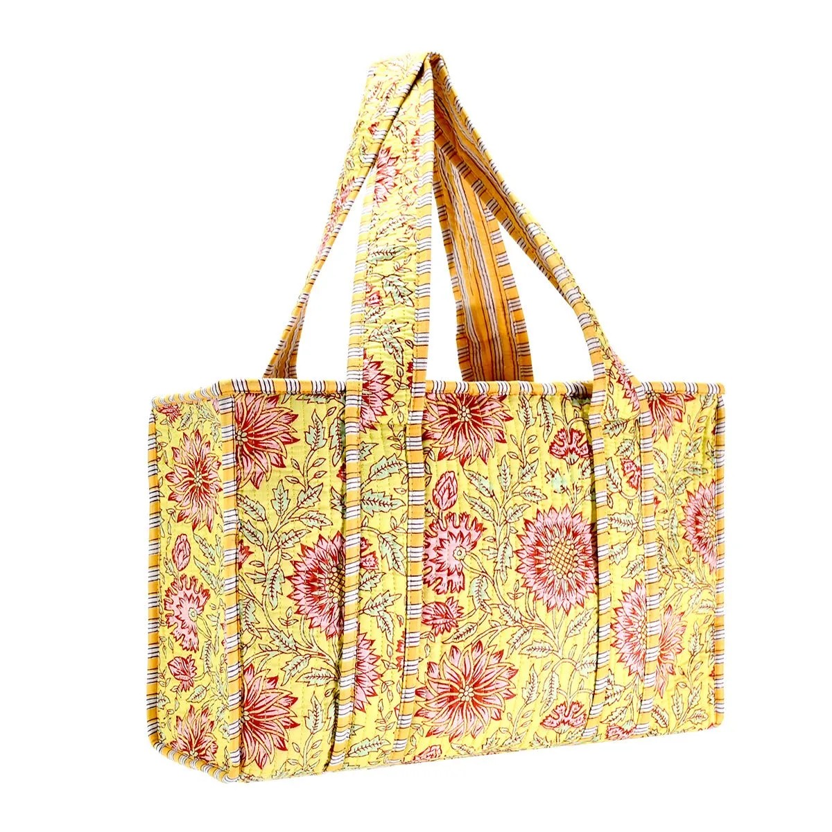 Cotton Block Print Tote Bag- Small & Large