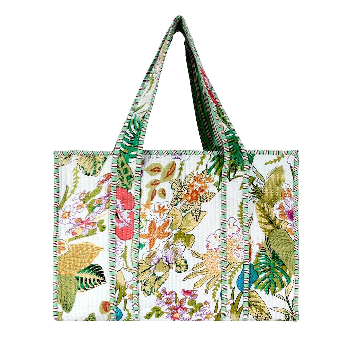 Cotton Block Print Tote Bag- Small & Large
