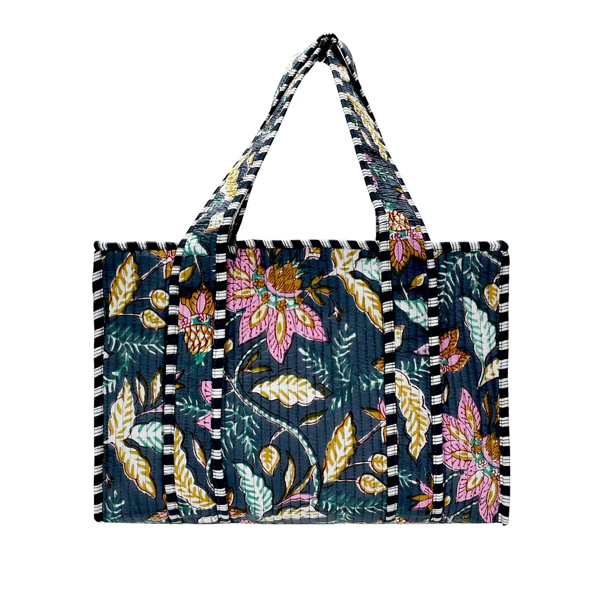 Cotton Block Print Tote Bag- Small & Large