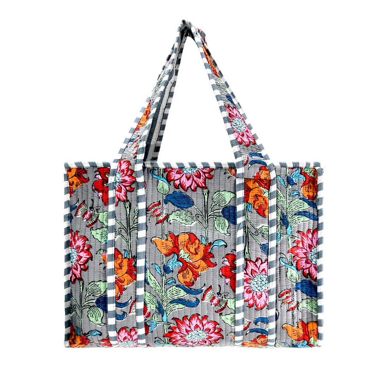 Cotton Block Print Tote Bag- Small & Large