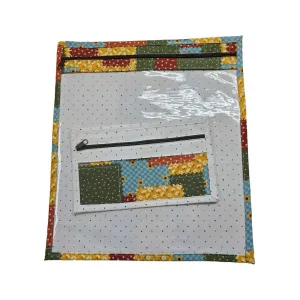 Country Craft Creations - Fabric with Vinyl Craft Keeper with matchng notions keeper / Fall Plaid & Polka Dots