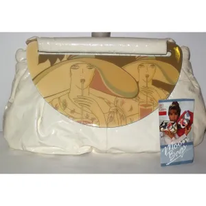 Cream High Gloss Moon Bag Purse By Patrica Smith - 1980's