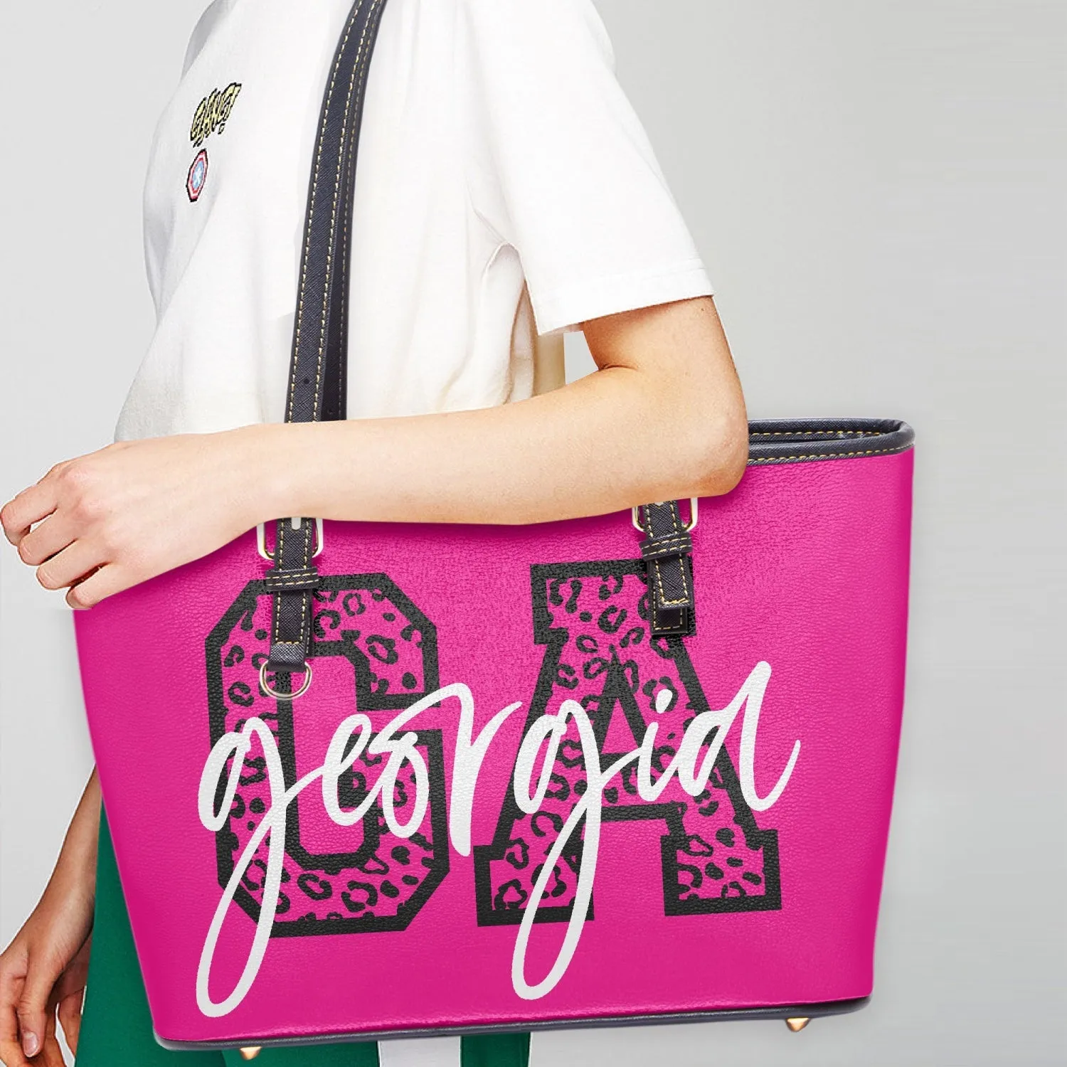 Custom Large Leather Tote Bag