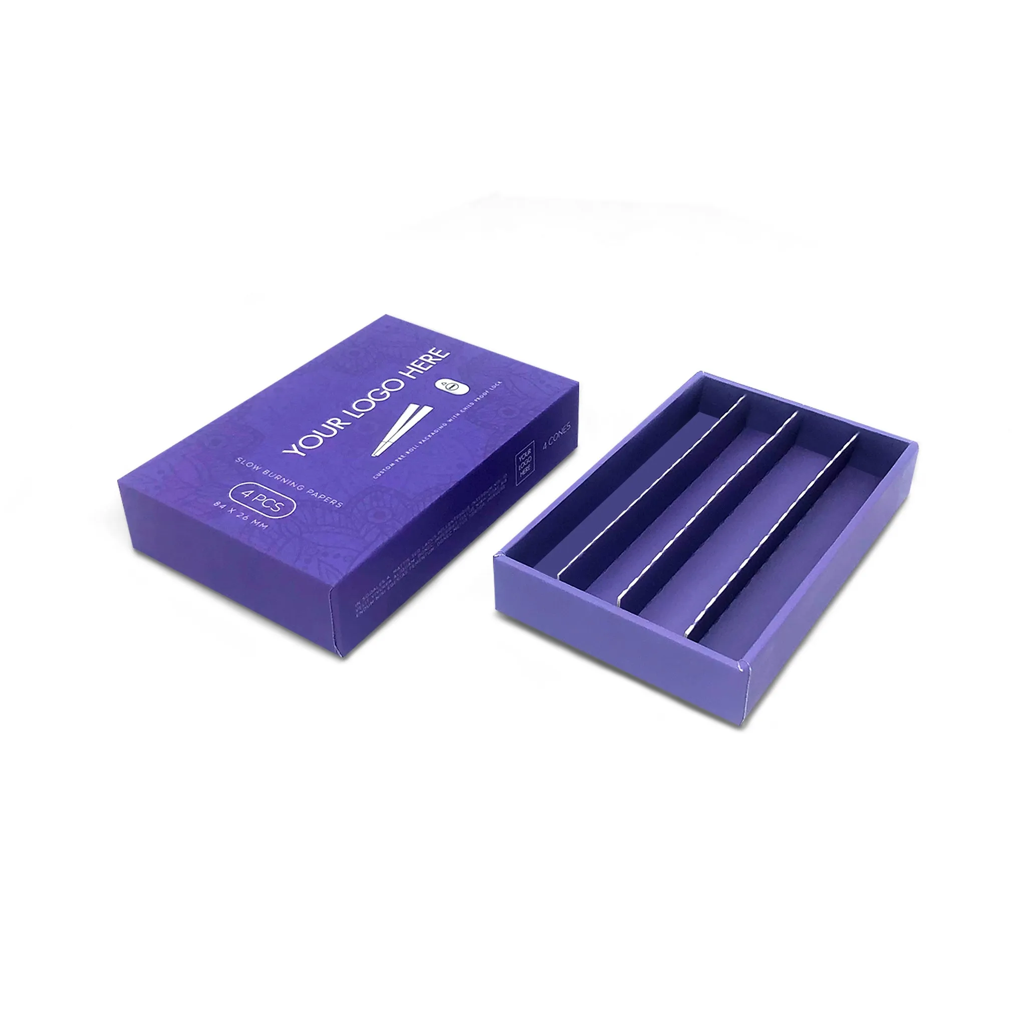 Custom Pre Rolled Turned Edge Box 4PK Quarter Size