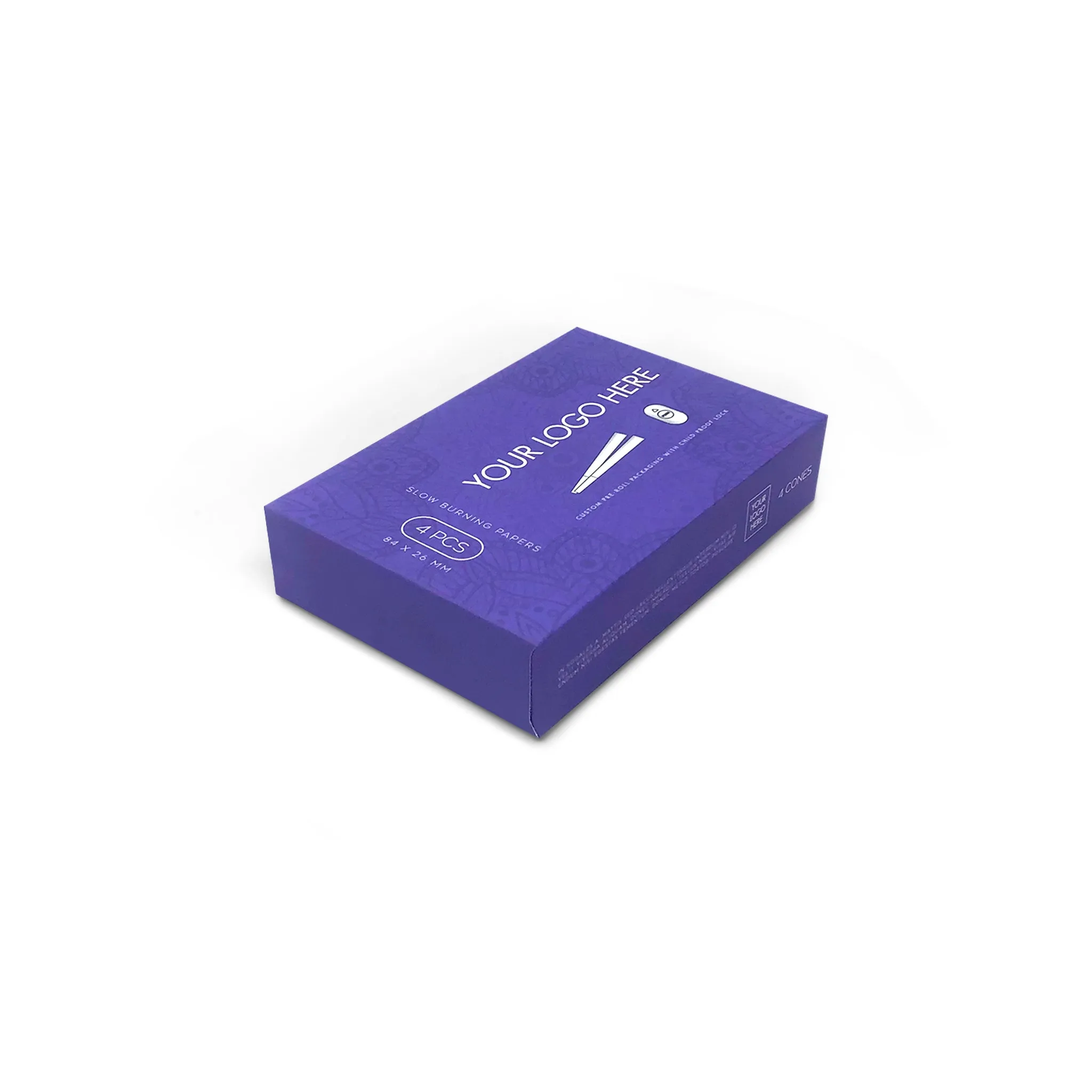 Custom Pre Rolled Turned Edge Box 4PK Quarter Size