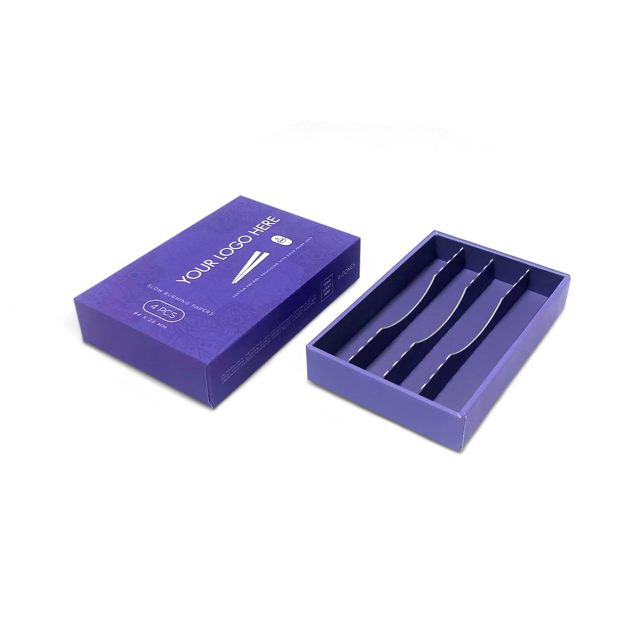 Custom Pre Rolled Turned Edge Box 4PK Quarter Size