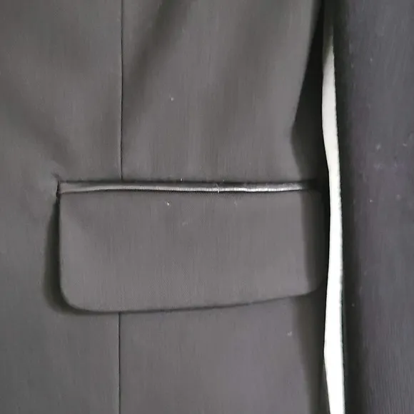 CUT25 by YIGAL AZROUEL Black Leather Trimmed Button Front Blazer Women's 6