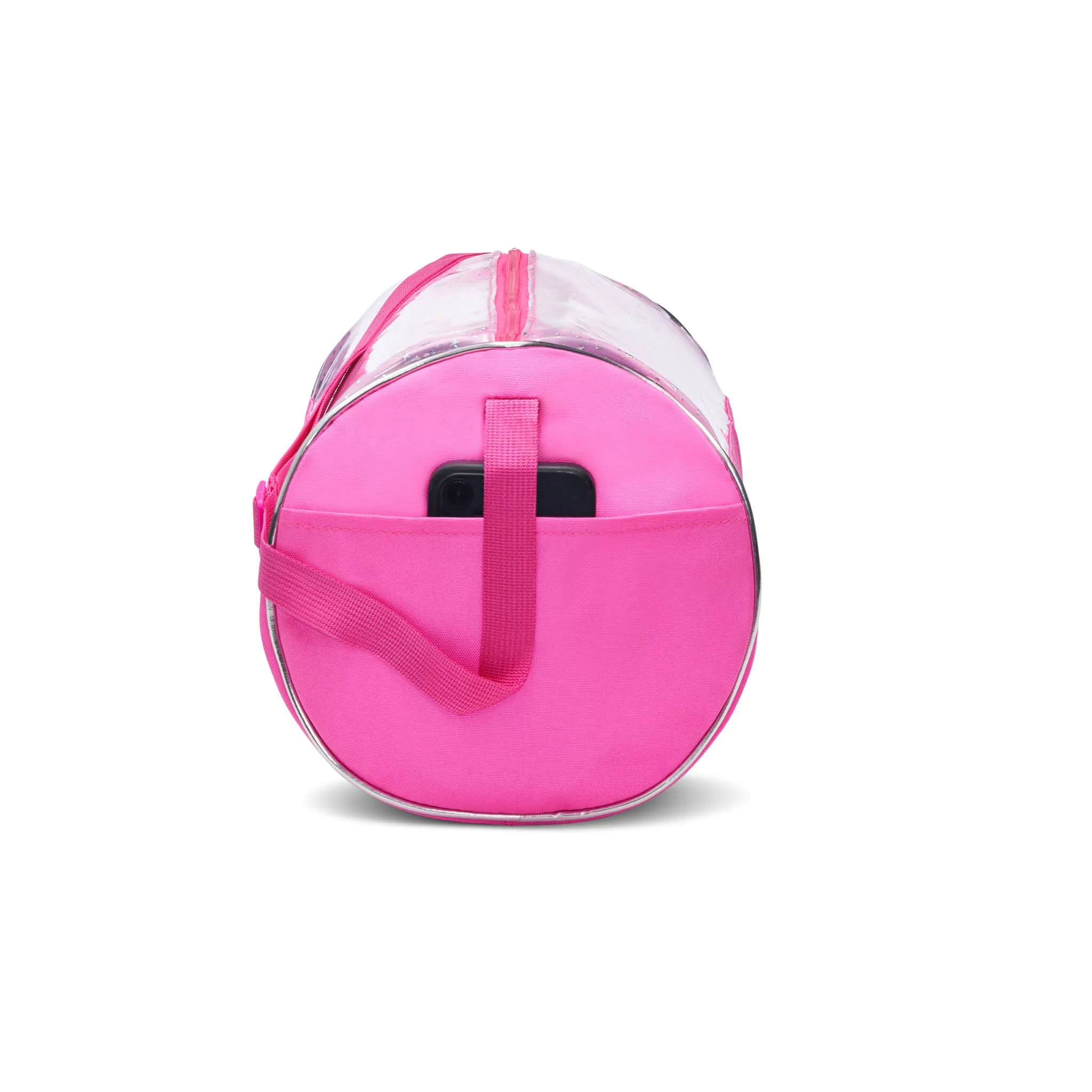 Dance Duffel Bag Pink and Clear with Silver Stars