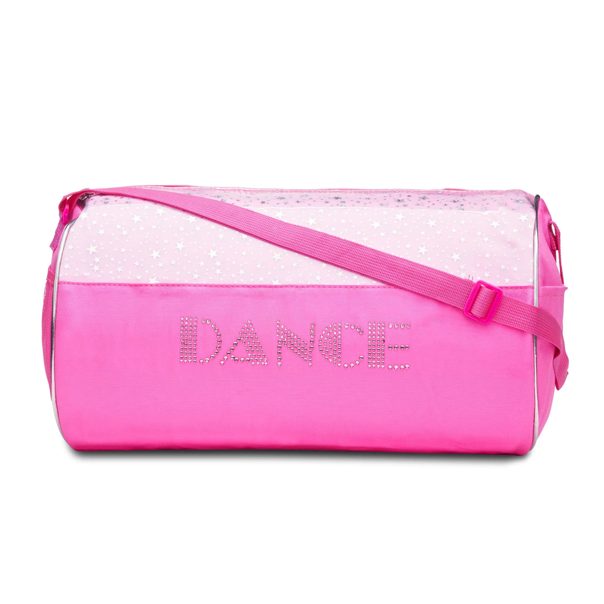 Dance Duffel Bag Pink and Clear with Silver Stars
