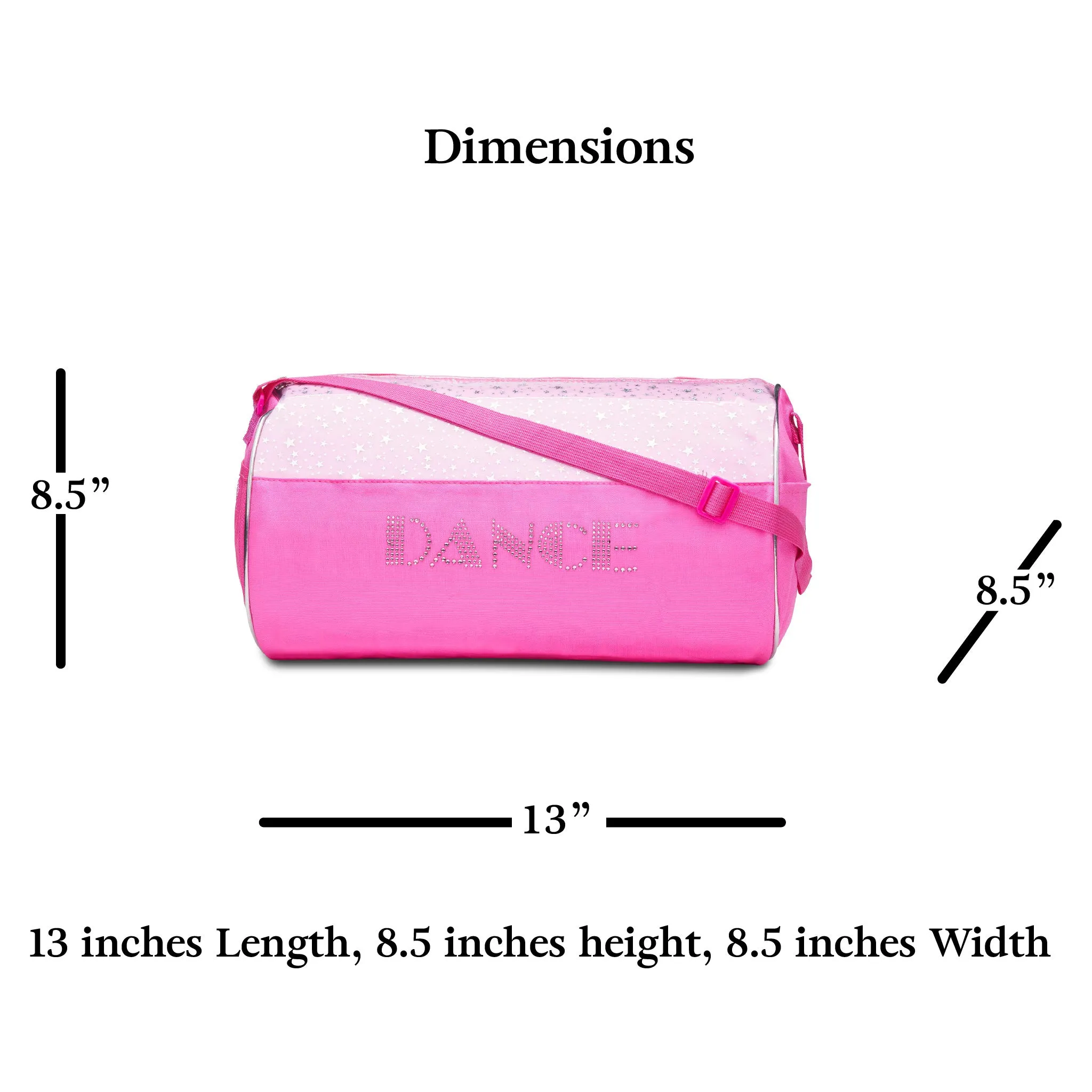 Dance Duffel Bag Pink and Clear with Silver Stars