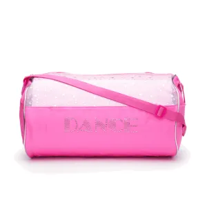 Dance Duffel Bag Pink and Clear with Silver Stars