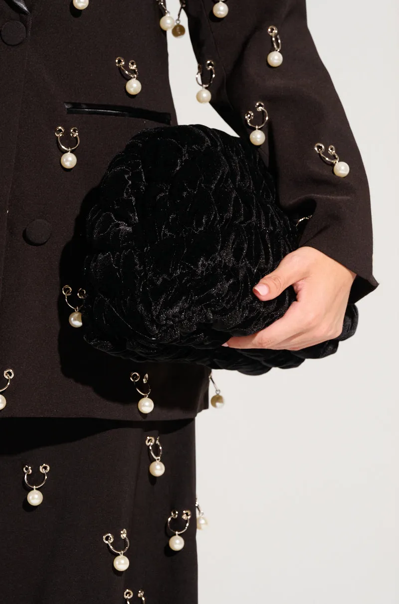 DASH QUILTED VELVET CLUTCH