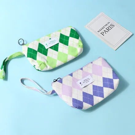 Delicate Rhomboid Plaid Series Rectangular Makeup Bag