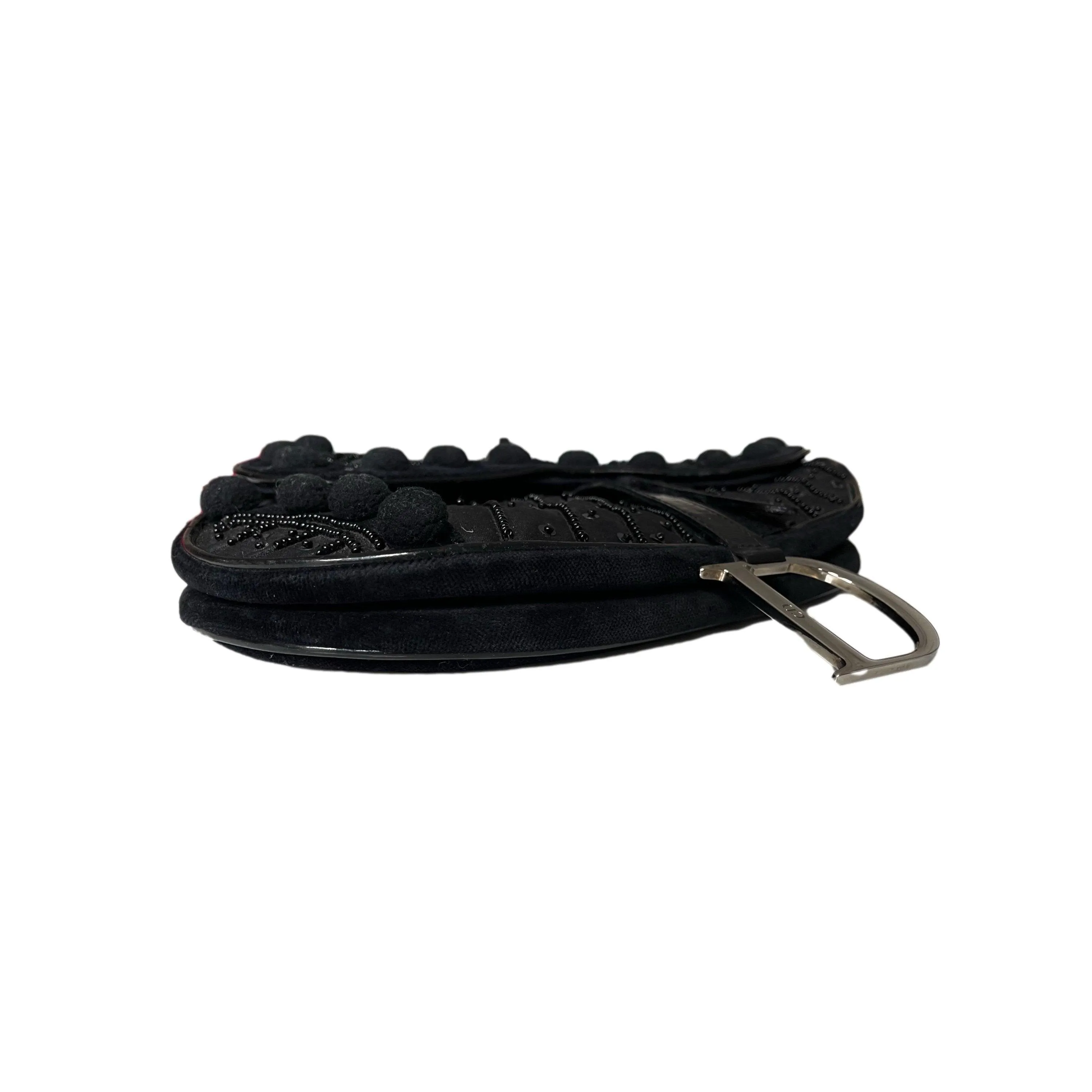 Dior Black Pom Pom Saddle