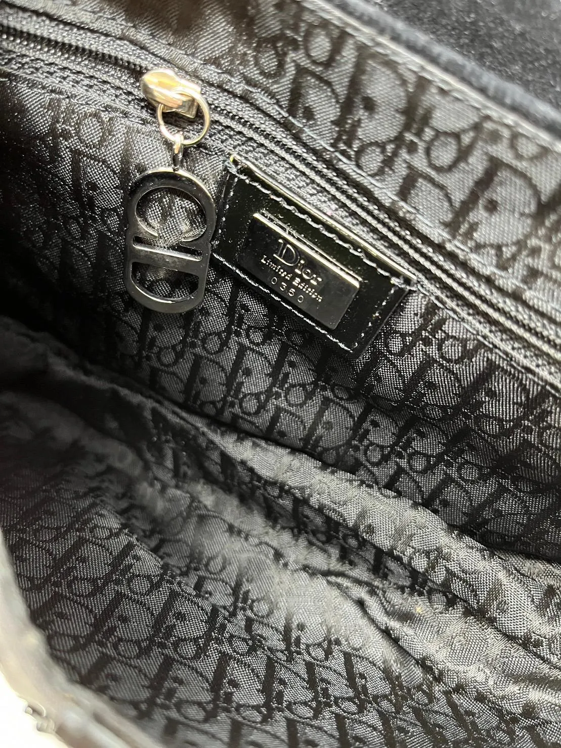 Dior Black Pom Pom Velvet Saddle Bag