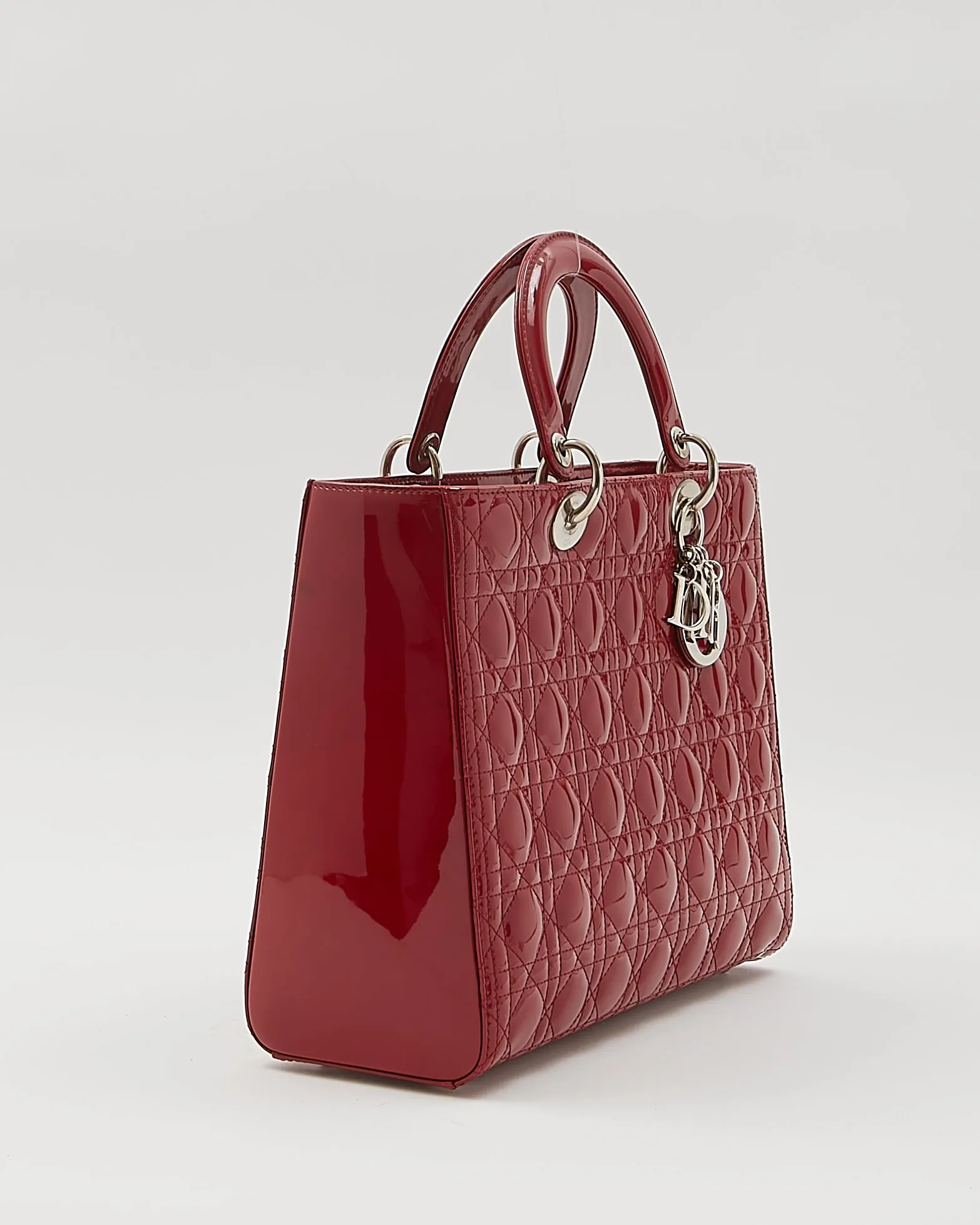 Dior Red Patent Cannage Large Lady Dior Bag