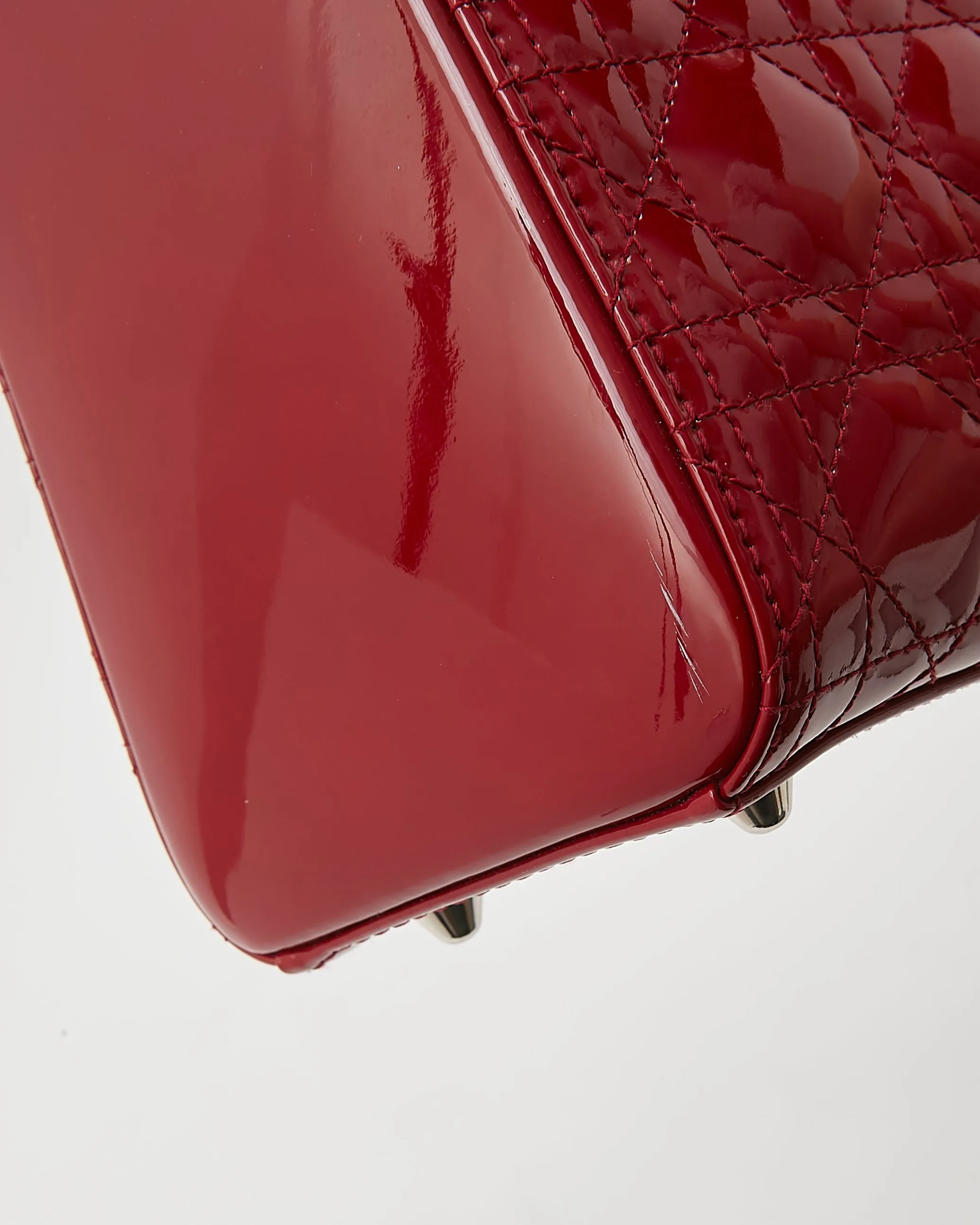 Dior Red Patent Cannage Large Lady Dior Bag