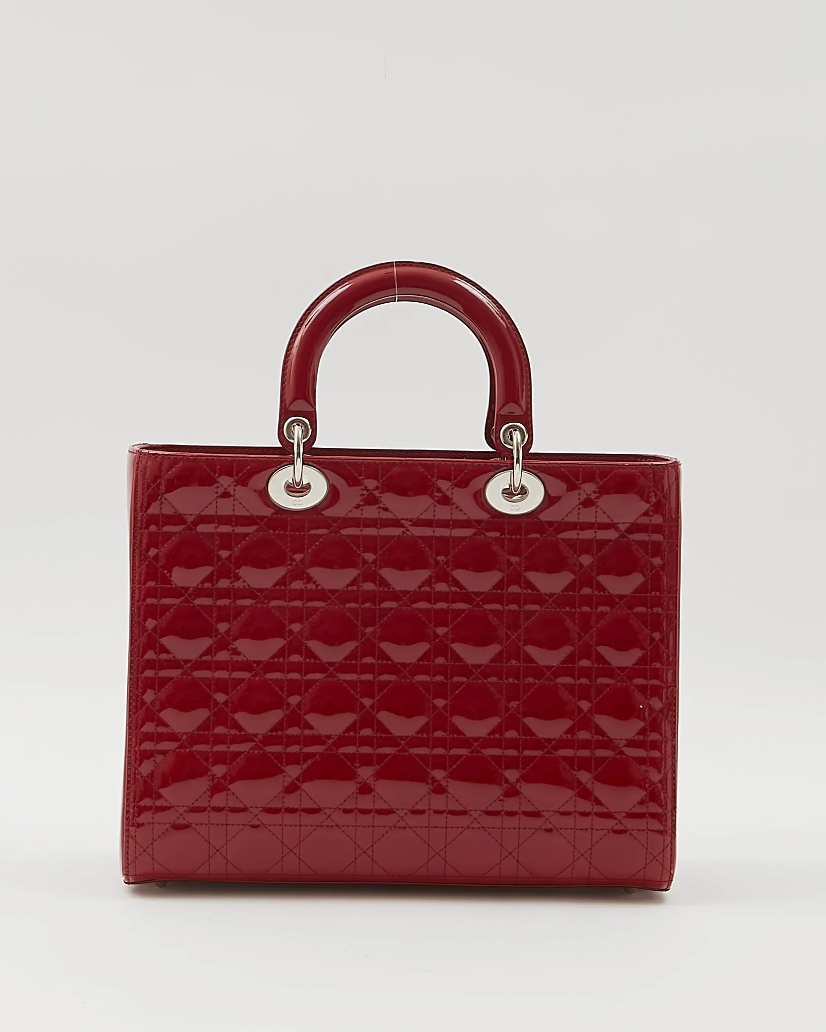 Dior Red Patent Cannage Large Lady Dior Bag