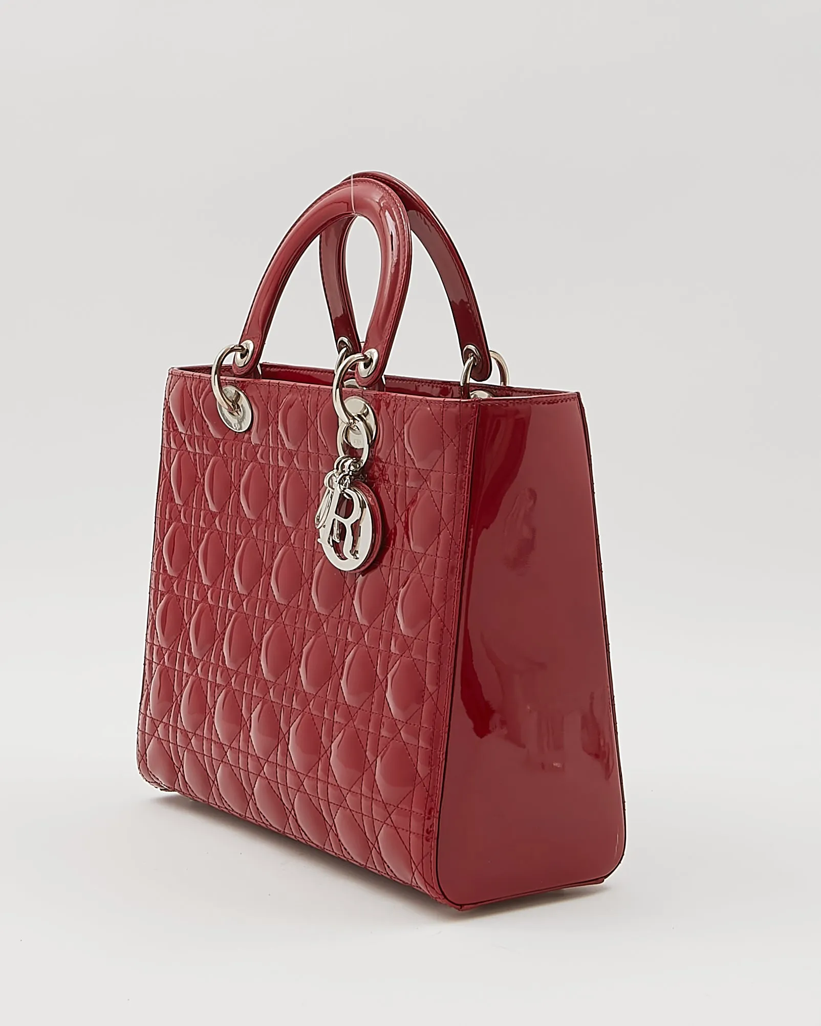 Dior Red Patent Cannage Large Lady Dior Bag