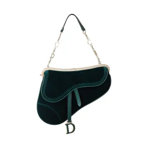 Dior Turquoise Velvet Mini Saddle Bag