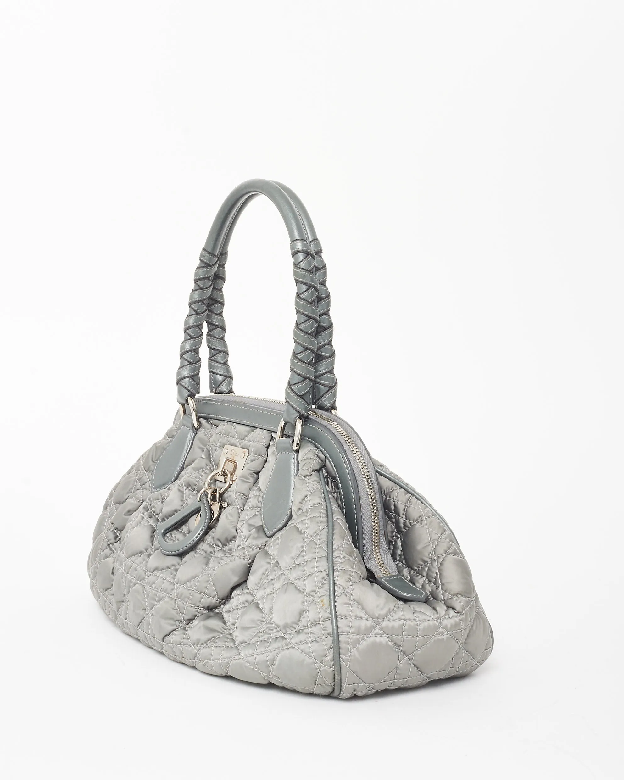 Dior Vintage Grey Cannage Satin Charming Doctor Bag