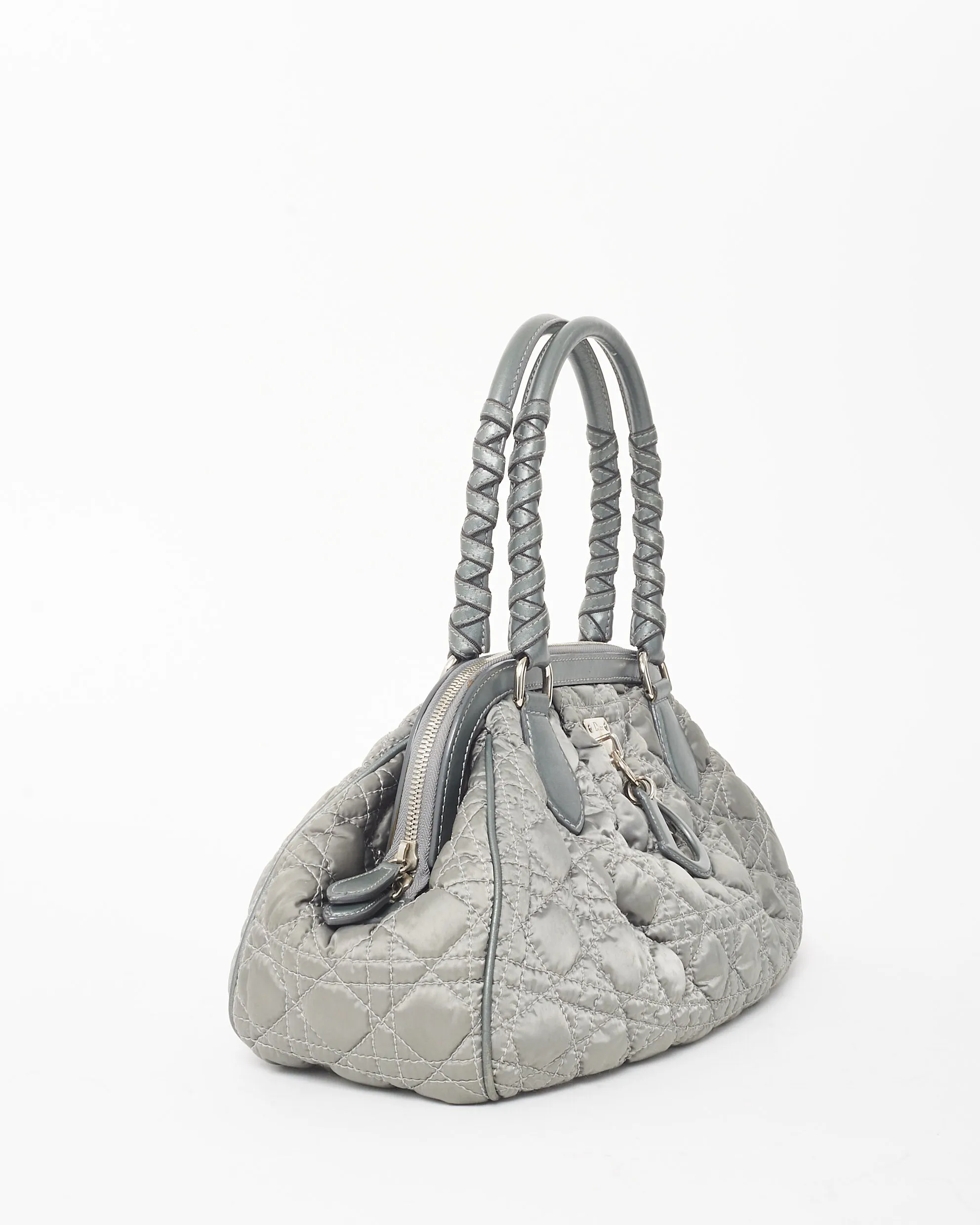 Dior Vintage Grey Cannage Satin Charming Doctor Bag