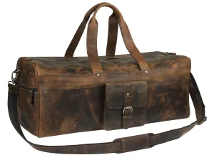 Distressed Leather Duffle Bag