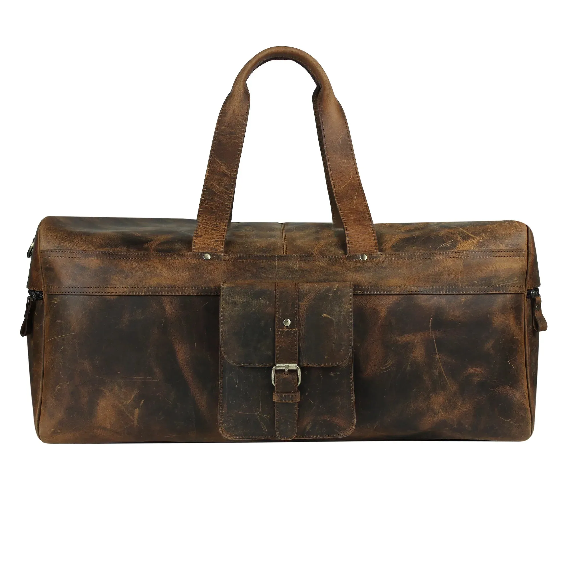 Distressed Leather Duffle Bag