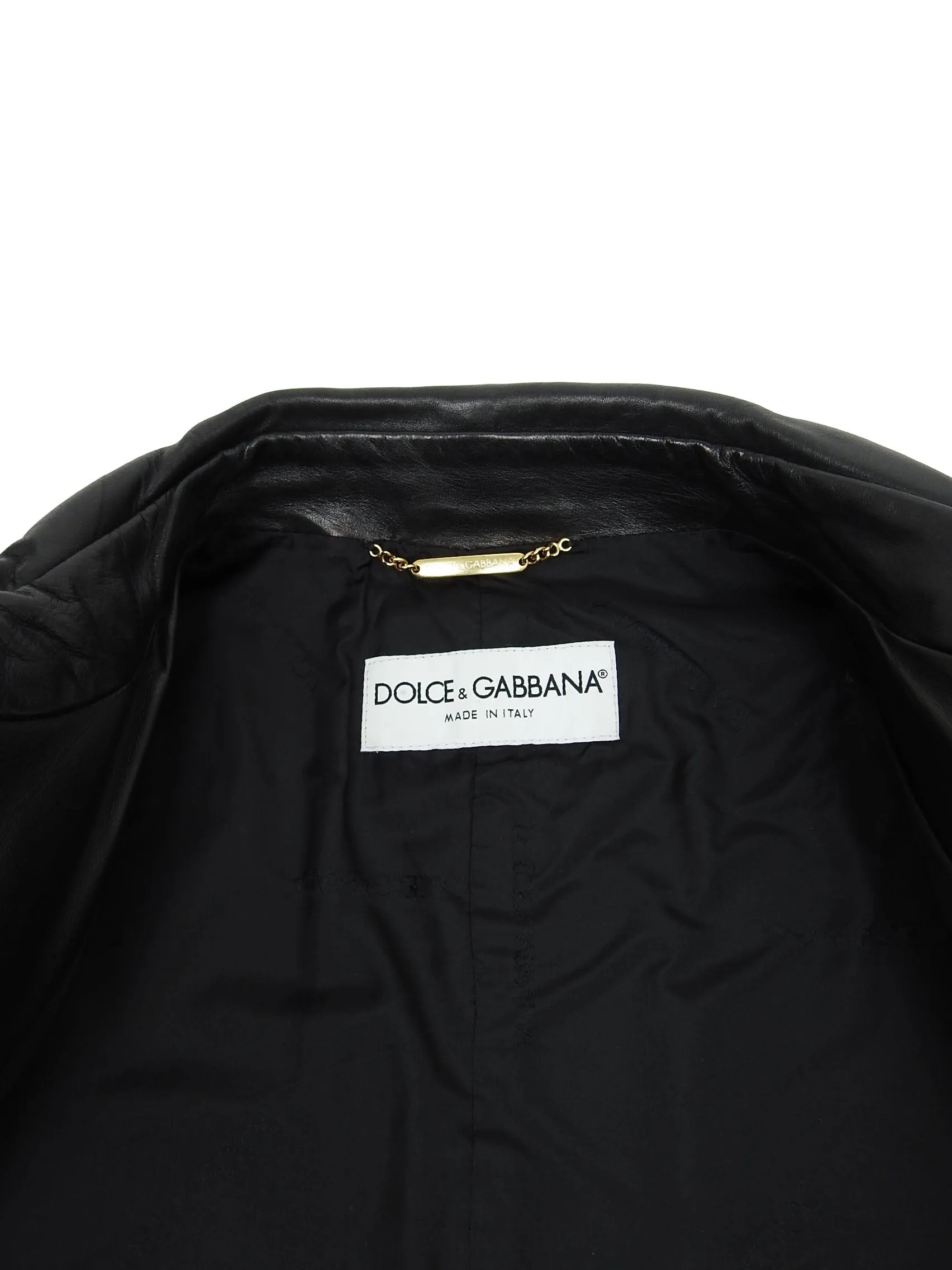 Dolce & Gabbana Black Leather Coat Size 54