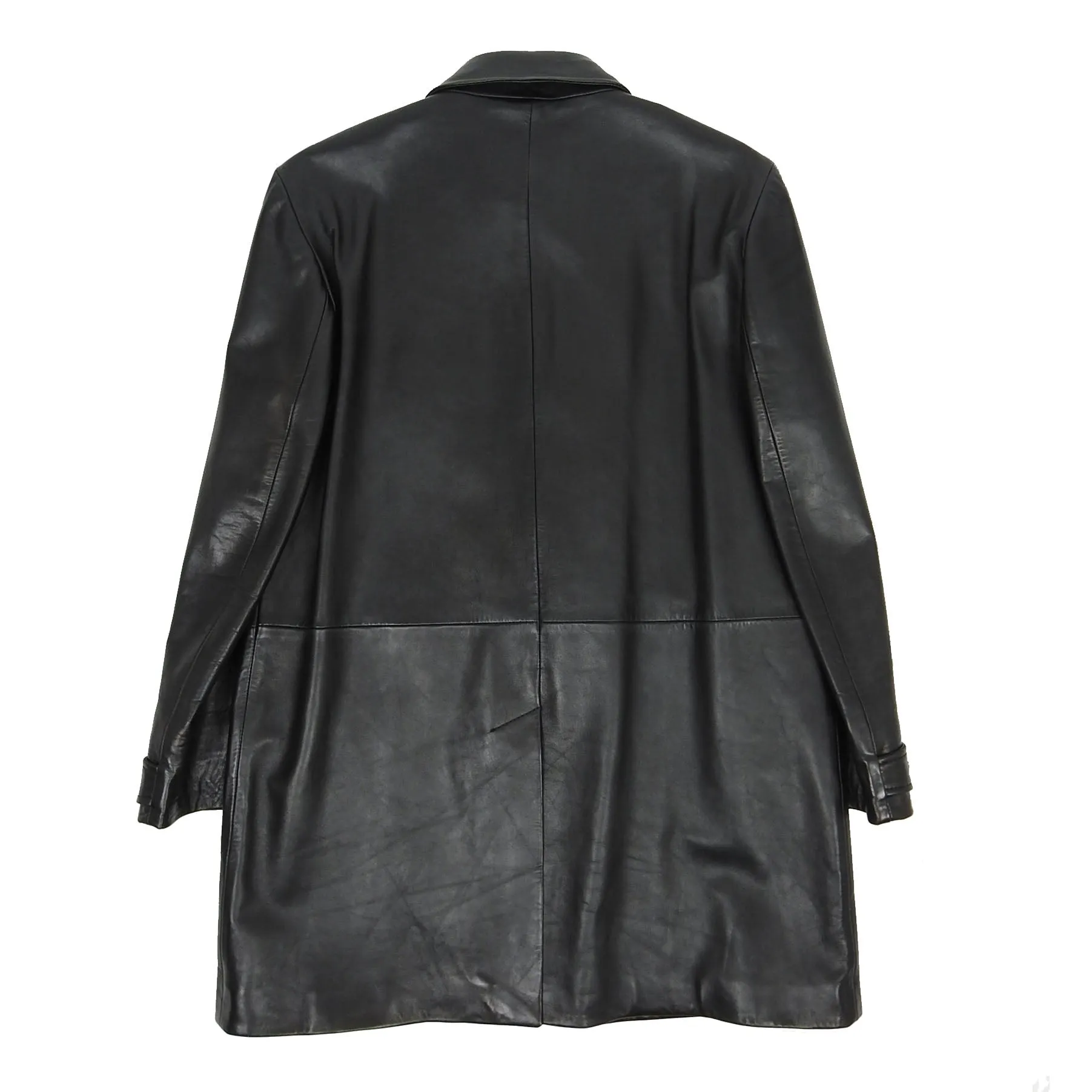 Dolce & Gabbana Black Leather Coat Size 54