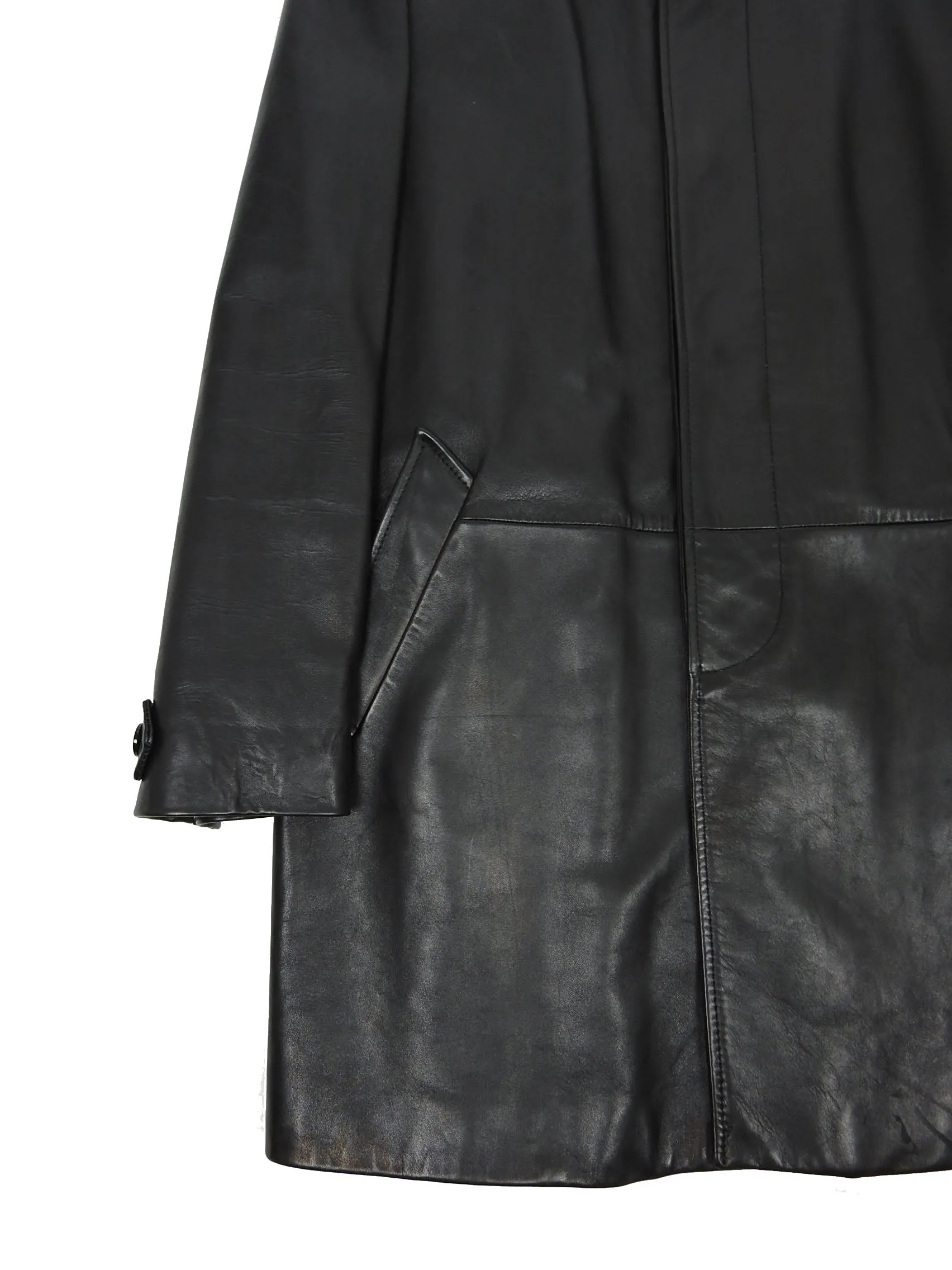 Dolce & Gabbana Black Leather Coat Size 54