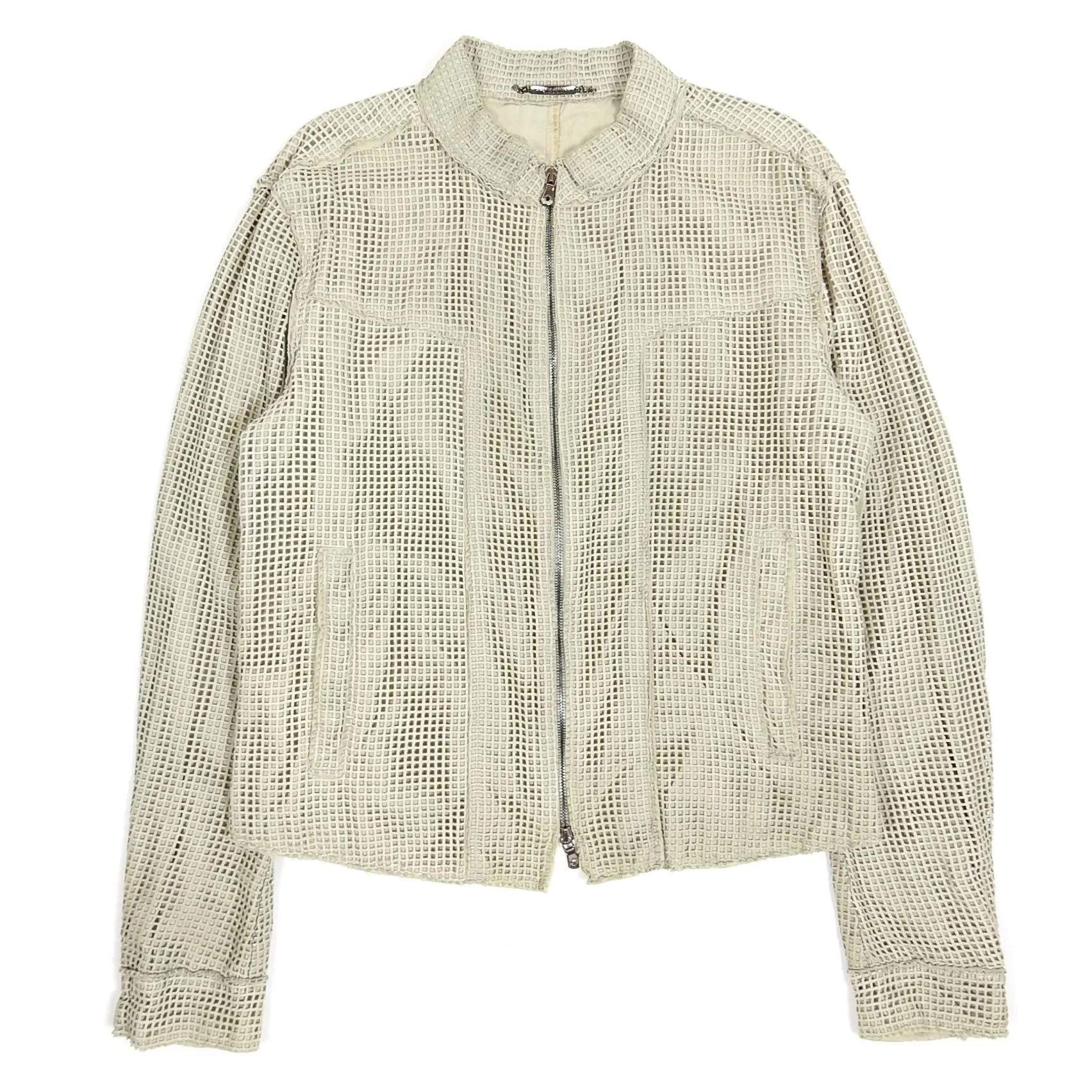 Dolce & Gabbana Leather Laser Cut Moto Jacket Size 50