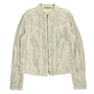 Dolce & Gabbana Leather Laser Cut Moto Jacket Size 50