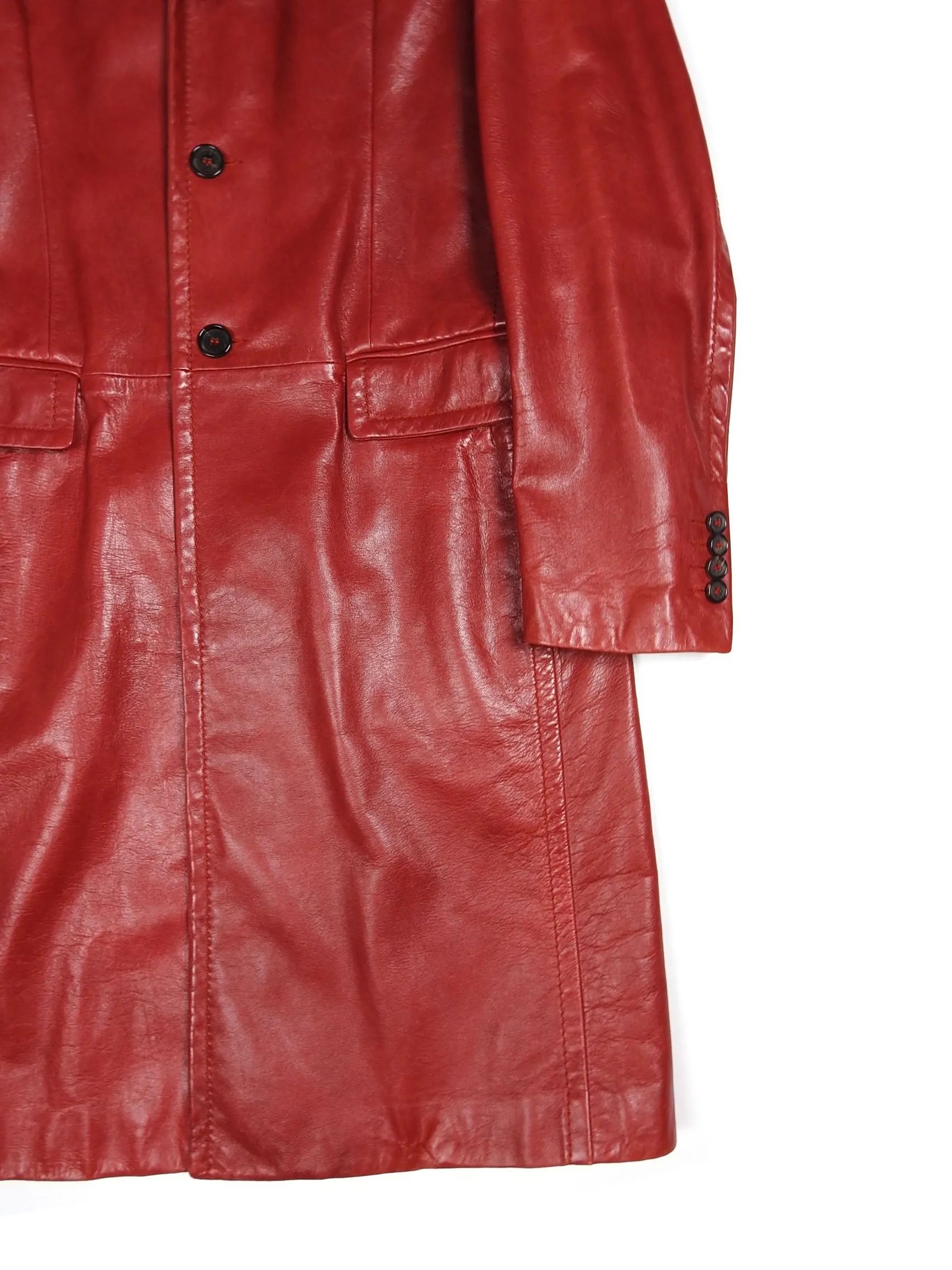 Dolce & Gabbana Red Leather Coat Size 48