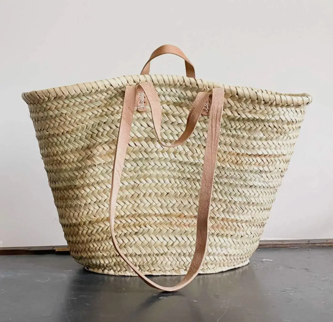 Double Handle French Market Straw Bag