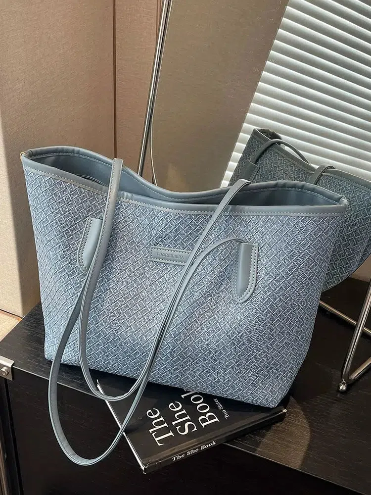 Double Handle Quilted Tote Bag