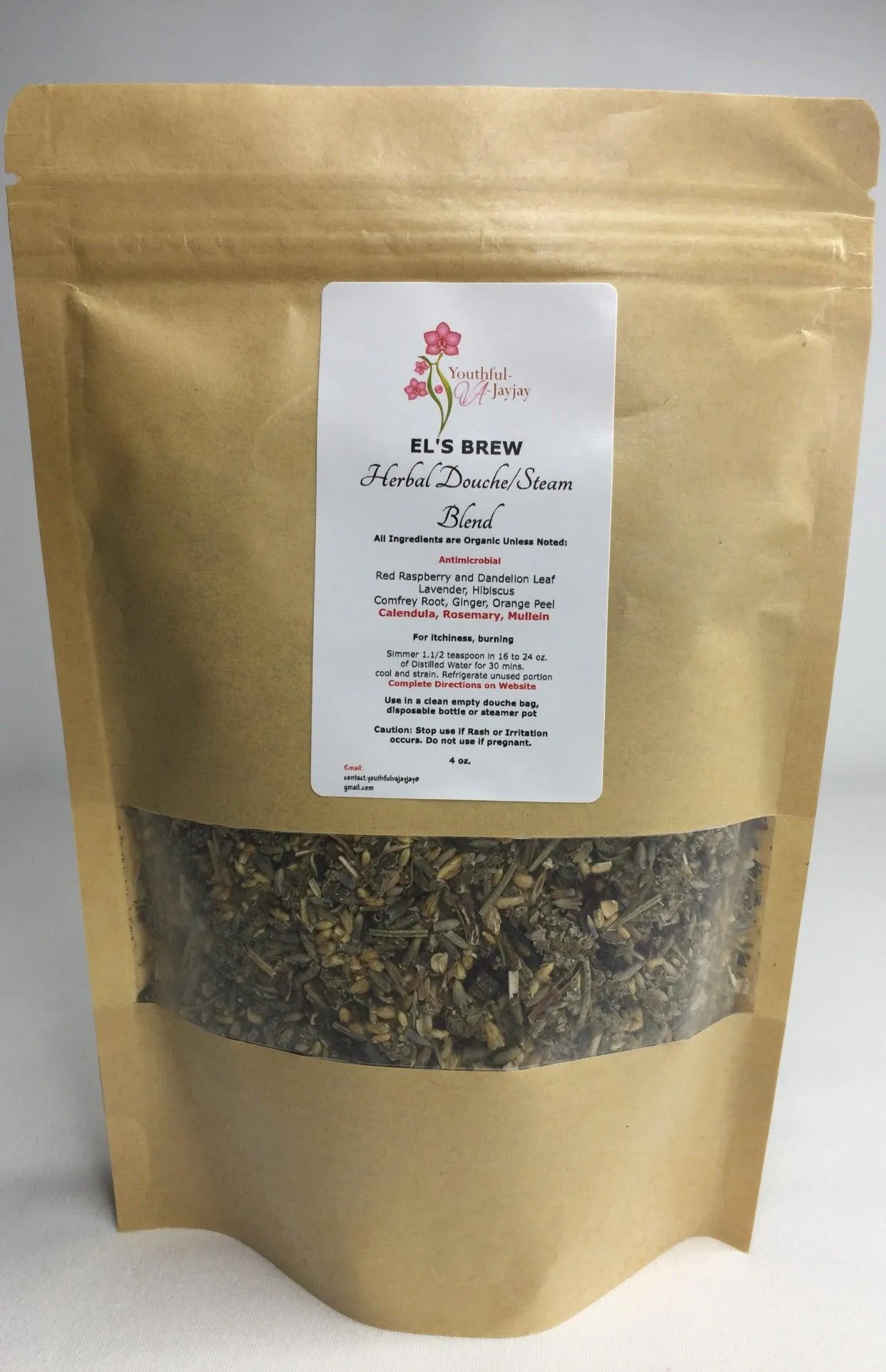 EL'S BREW- Organic Herbal Steam/Douche Blend, Handcrafted ANTIBACTERIAL USE, 4oz.