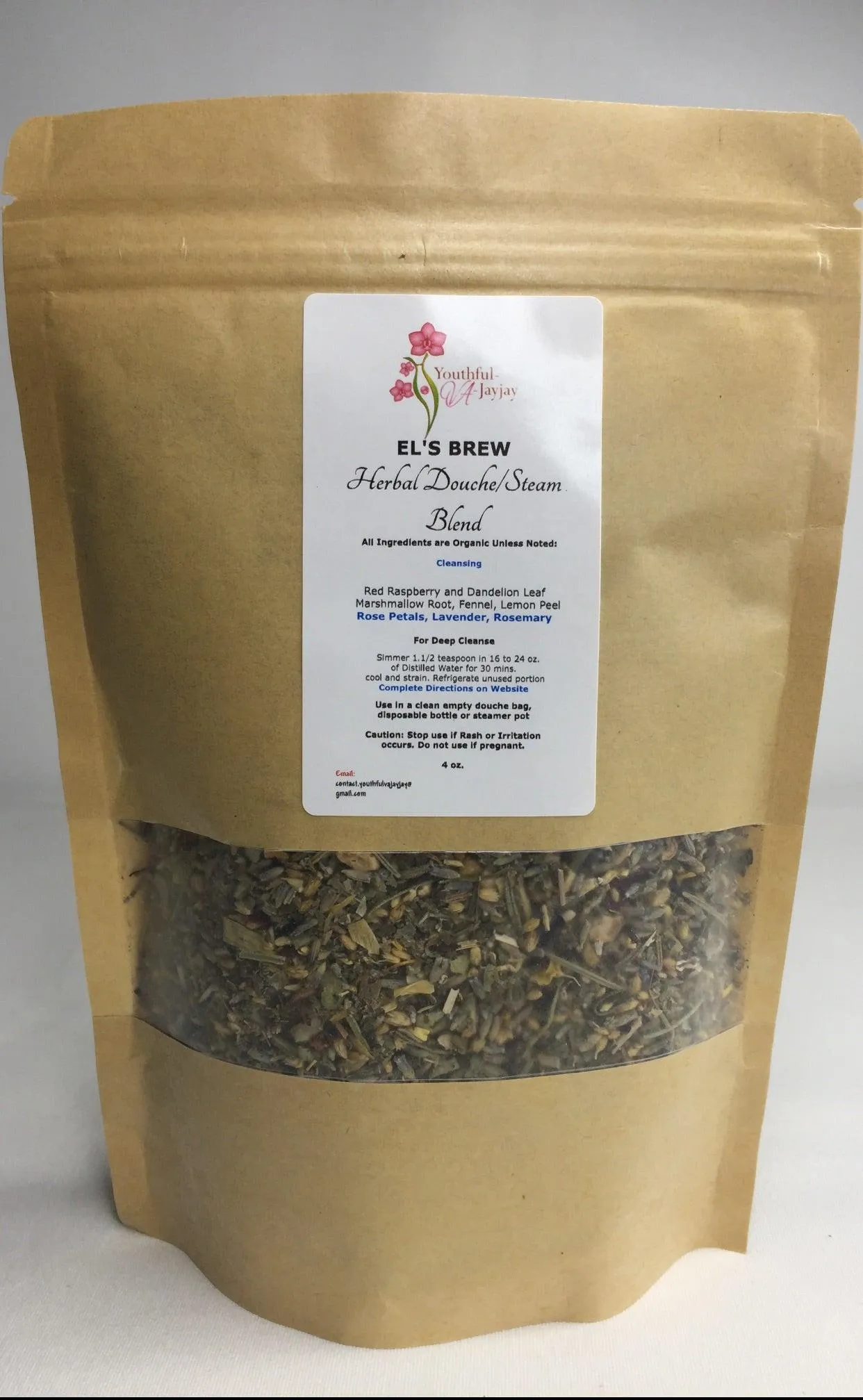 EL'S BREW- Organic Herbal Steam/Douche Blend, Handcrafted CLEANSING, 4oz.