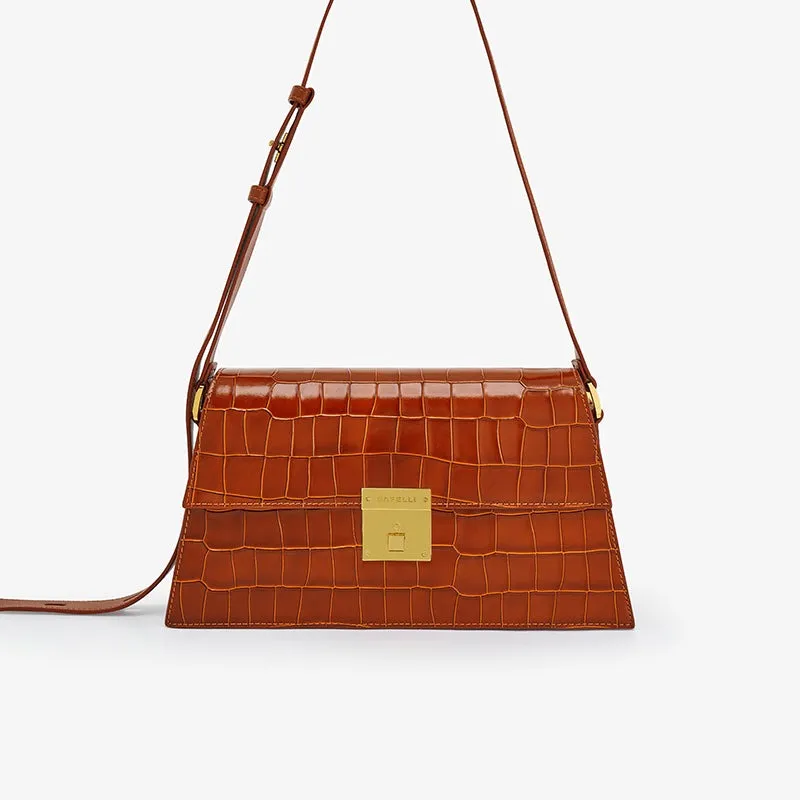 Embossed Leather Shoulder Bag