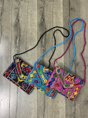 Embroidered Clutch String Bag