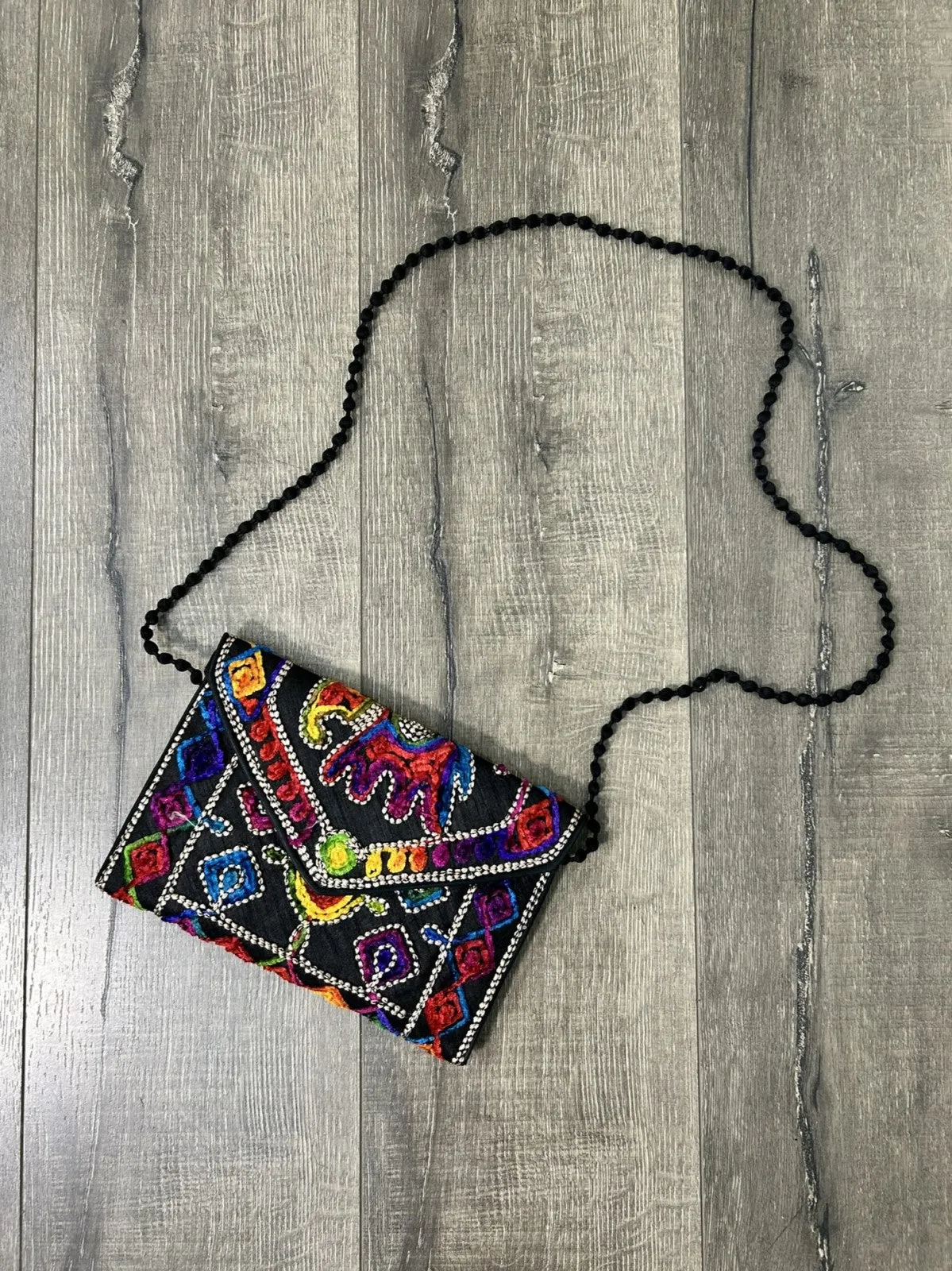 Embroidered Clutch String Bag
