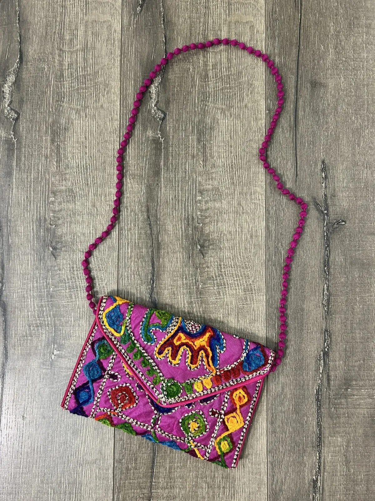 Embroidered Clutch String Bag