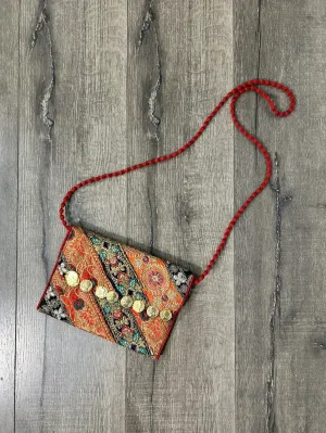 Embroidered Clutch String Bag