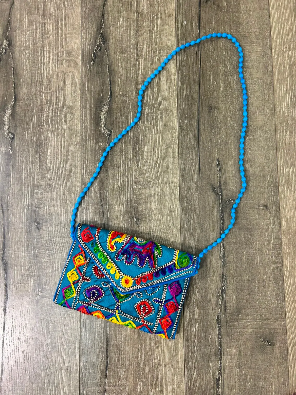 Embroidered Clutch String Bag