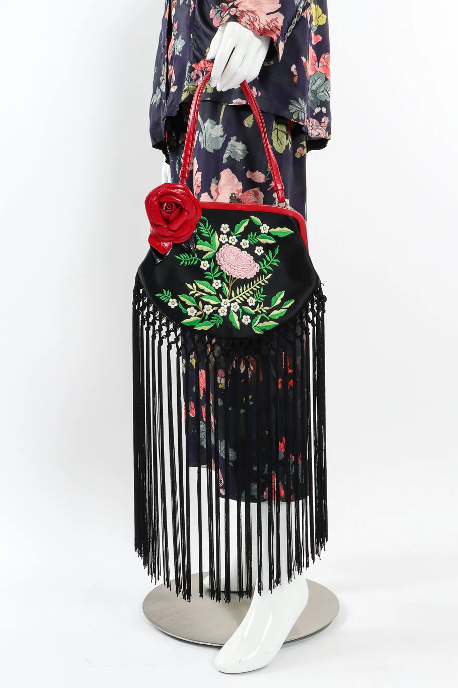 Embroidered Piano Fringe Shoulder Bag