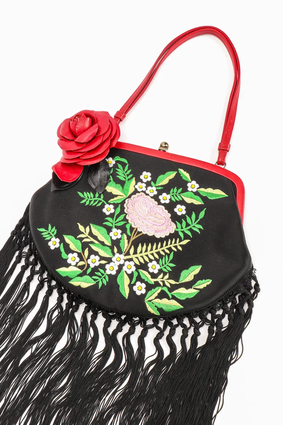 Embroidered Piano Fringe Shoulder Bag