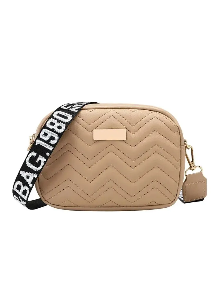 Embroidered Waves Square Bag With Shoulder Strap Shoulder Crossbody Bag 3 Colors