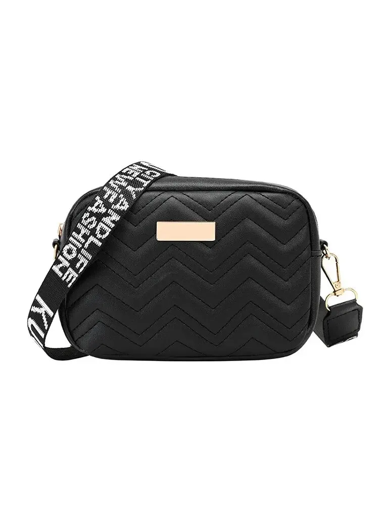 Embroidered Waves Square Bag With Shoulder Strap Shoulder Crossbody Bag 3 Colors