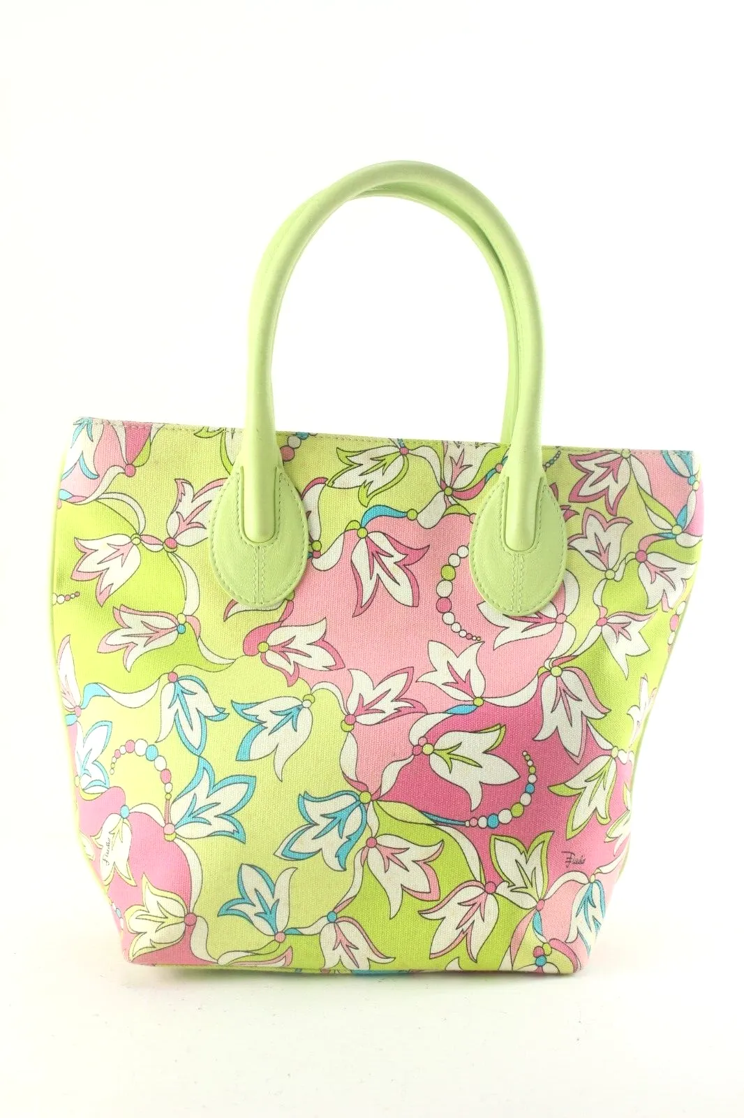 Emilio Pucci Green x Pink Floral Tote 1EP822K