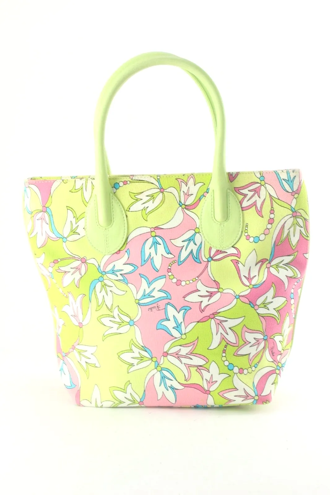 Emilio Pucci Green x Pink Floral Tote 1EP822K